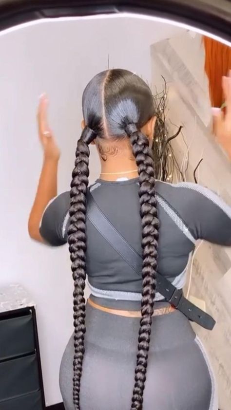 Sleek Braided Ponytail Weave, Ponytail Weave Hairstyles, Ponytail Black Hair, Two Braids Hairstyle Black Women, Braided Ponytail Black Hair, Goddess Braid Ponytail, Braided Ponytail Weave, Sleek Braided Ponytail, Quick Braids