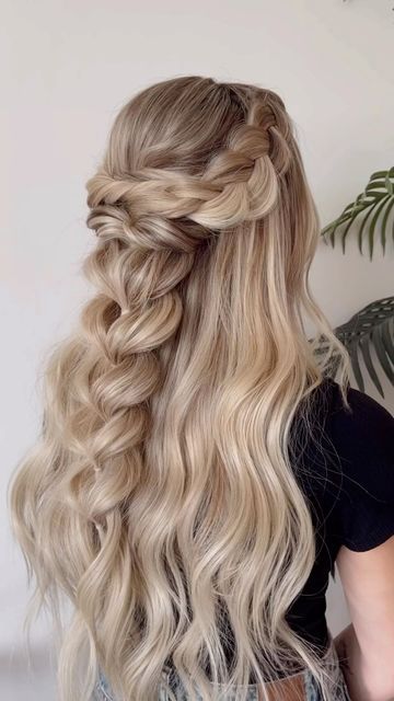 Diy Bridesmaid Hair, Braided Hair Tutorial, Hair Style Korea, Glossy Hair, Fancy Hairstyles, Hairdo For Long Hair, Braided Hairstyles Easy, Easy Hairstyles For Long Hair, Homecoming Hairstyles