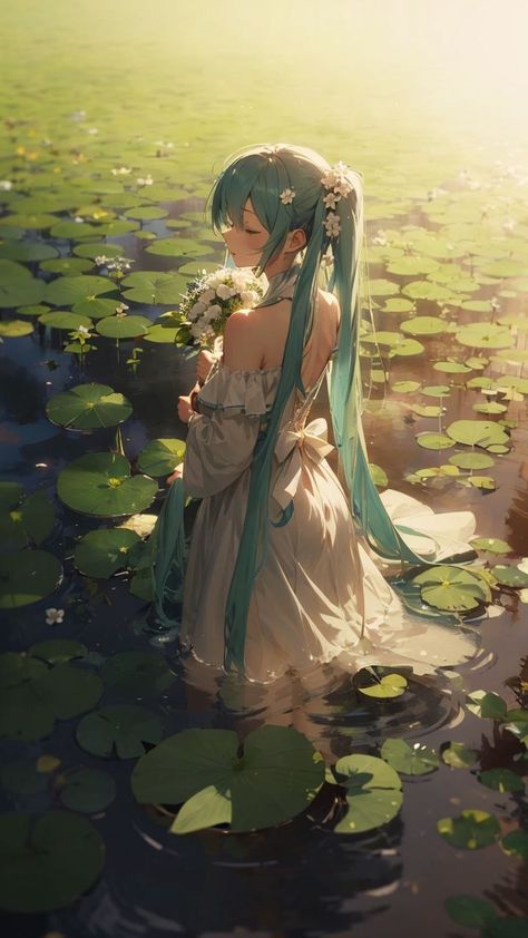 Miku Hatsune Kawaii, Water Poses, Ethereal Moon, Anime Butterfly, Water Drawing, Miku Hatsune, Violinist, Anime Character Drawing, Cute Art Styles