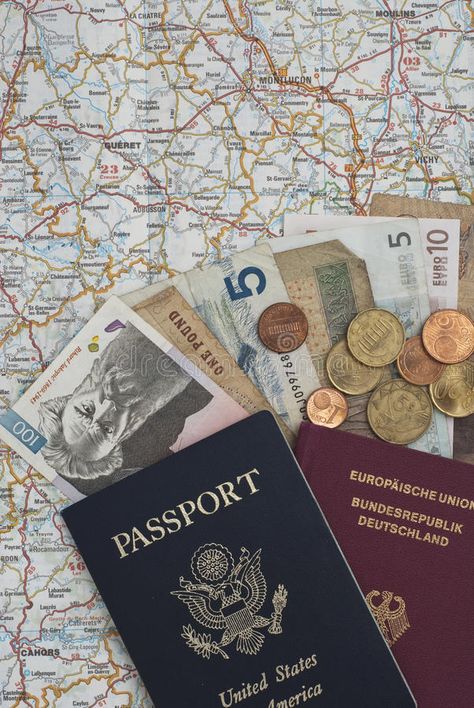 Passports and money on a map. Passports (German and USA) with money in multiple , #AFFILIATE, #map, #money, #Passports, #German, #currencies #ad Money And Passport, Moodboard Travel, German Passport, Passport Pictures, Passport Online, States In America, Rich Life, Central Europe, Cool Countries