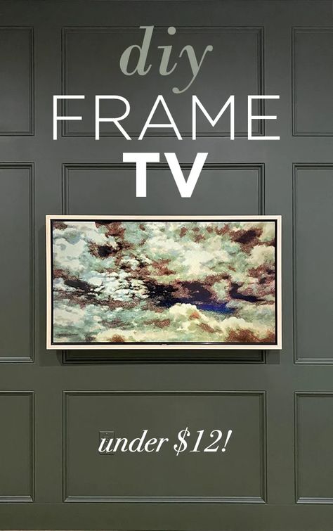 Framing a TV: How To - Jenna Sue Design Below Wall Mounted Tv, Foyer Styling Ideas, Picture Frame Tv Hidden Tv, How To Frame Your Tv, Faux Frame Tv, Large Tv On Wall Ideas Living Room, Frame Tv Hack, Diy Tv Frame Ideas, Make Tv Look Like Art