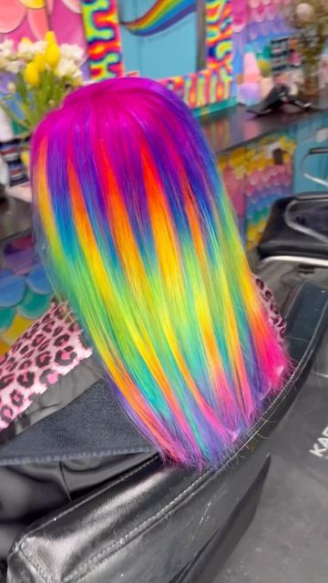 Rockstar Hair, Lengths Of Hair, Neon Hair Color, Exotic Hair Color, Holographic Hair, Hair Detox, Split Dyed Hair, Rave Hair, Vivid Hair Color