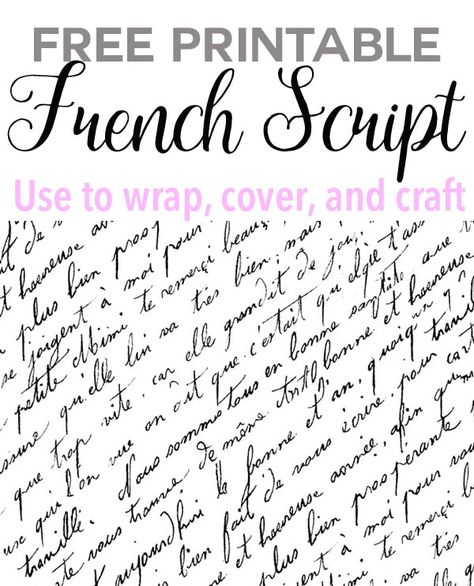 Free printable French script that can be used to cover books, make crafts, scrapbook and more. What ideas do you have? Valentines Letter, Papel Vintage, Cover Books, French Script, Free Vintage Printables, Stencils Printables, Free Printable Art, Free Stencils, Christmas Fonts