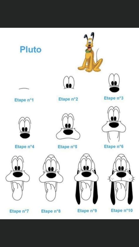 Disney Drawings Easy Step By Step Cartoon Characters, How To Draw Goofy Step By Step, Disney Doodles Step By Step, How To Draw Donald Duck Step By Step, Step By Step Drawing Disney Characters, How To Draw Cartoon Characters Step By Step, Pluto Drawing Disney, Disney Drawing Tutorial, Pluto Disney