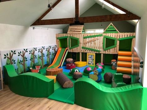 Indoor Playground Design, Kids Indoor Play, Land Ideas, Indoor Playroom, Kids Play Spaces, Soft Play Area, Daycare Design, Climbing Walls, Kids Cafe