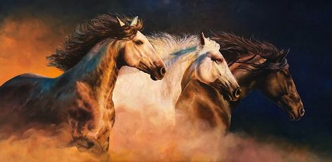 Horse Canvas Painting, Four Horses, Indian Horses, Beautiful Arabian Horses, Art Competitions, Abstract Expressionism Art, Art Contest, Ukelele, Contemporary Art Gallery