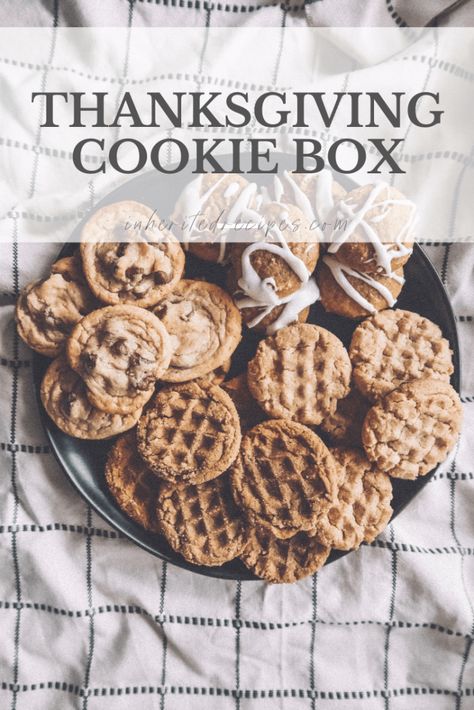 Thanksgiving Cookie Box | Inherited Recipes - Inherited Recipes Thanksgiving Cookie Box Ideas, Fall Cookie Box Ideas, Halloween Cookie Box Ideas, Cookie Gift Box Ideas, Cookie Gift Box, Sampler Box, Ginger Molasses Cookies, Thanksgiving Cookies, Dessert Boxes