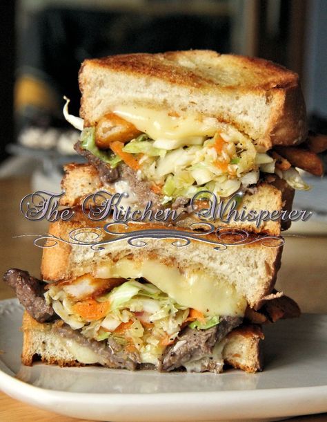 Pittsburgh Style Grilled Cheese n’at, french fries on a sandwich, steak, egg, cole slaw, pittsburgh slaw Pennsylvania Recipes, Food Bites, Crispy Fries, Grilled Bread, Crispy Fry, Hot Sandwich, Food Favorites, Football Food, Just Cooking