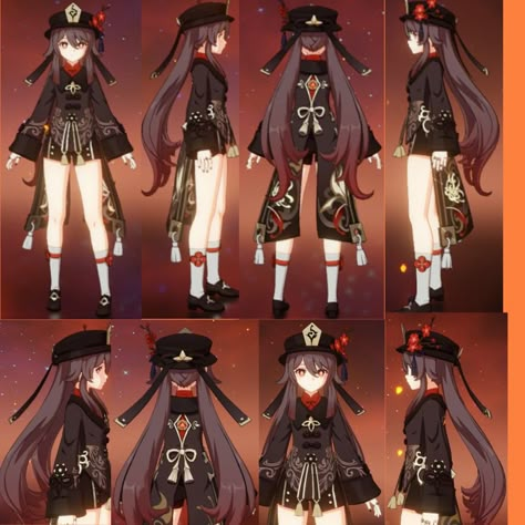 Hu Tao Character Design, Hutao Character Design Sheet, Genshin Impact Characters Hu Tao, Hutao Reference, Hu Tao Character Sheet, Hu Tao Reference Sheet, Hu Tao Full Body Png, Hu Tao Cosplay Outfit, Genshin Character Reference