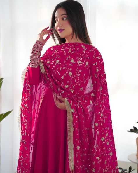 Comment “Link” To Get Details In DM 🩷 Rani Pink Pure Soft Fox Georgette Anarkali Suit Set With Huge Flair, Dupatta & Pant Search “KB 241” On Our Website To Shop 👗 Hurry, Book Fast To Make This Festival Season Unforgettable ✨ Shop Now From www.BahuPalace.com Link In Bio DM/WhatsApp Us At +91 9409911700 💖 Take Screenshot & Send Us To WhatsApp For More Details! Which One You Want To Buy/Inquiry? 🙈 100% Quality Assured Premium Product With Pocket Friendly Price | Free Express Shipping | Cash... Georgette Anarkali Dress, Georgette Anarkali, Rani Pink, Dress With Embroidery, Anarkali Suit, Anarkali Dress, Suit Set, Anarkali, Fox