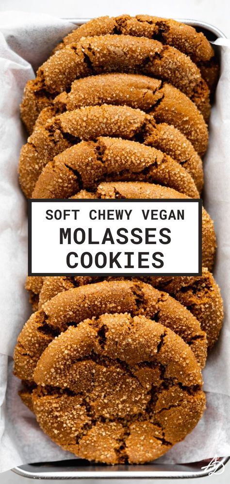 Molasses Cookies Chewy, One Cookie Recipe, Vegan Molasses Cookies, Soft Molasses Cookies, Gluten Free Christmas Desserts, Vegan Christmas Desserts, Vegan Thanksgiving Dessert, Christmas Desserts Kids, Vegan Tarts