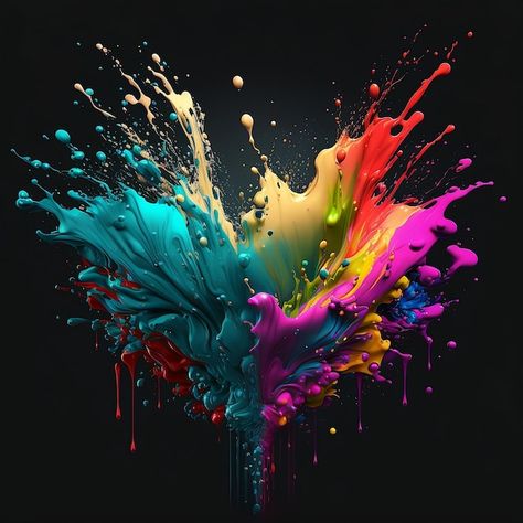 A colorful splash of paint is shown with... | Premium Photo #Freepik #photo #paint #paints #paint-splatter #chromatic Splashes Of Color, Splash Paint Background, Male Runway, Splatter Tattoo, Splashed Paint, Splash Of Paint, Paint Splotches, Splash Painting, Paint Splatter Art