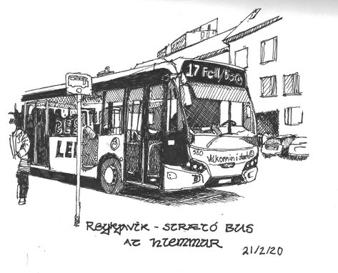 Bus Reference Drawing, Bus Perspective, Bus Stop Drawing, Bus Sketch, Toronto Tattoo, Bus Drawing, Copic Marker Drawings, Avengers Drawings, Composition Drawing