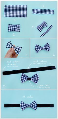 DIY dog bow tie or can be attached to barrettes or head bands for a cute accessory Make A Bow Tie, No Sew Bow, Diy Baby Bows, Diy Dog Collar, Diy Baby Headbands, Bowtie Pattern, Make A Bow, Dog Clothes Diy, Baby Bowtie