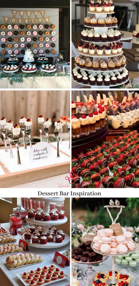 Dessert Favors Wedding, Wedding Catering Ideas Buffet Tables Mini Desserts, Wedding Cake With Desserts, Sweets Buffet Wedding, Event Dessert Ideas, Gala Dessert Ideas, Make Your Own Dessert Bar, Dessert Buffets Ideas, Desert For Wedding