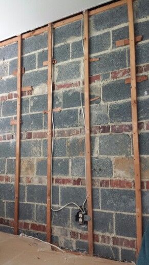 Cinder Block Wall Makeover, Block Walls Interior, Cinder Block Walls Interior, Cinder Block Walls Interior Makeover, Brick Wall Ideas, Drywall Construction, Interior Makeover, Interior Brick, Cinder Block Walls