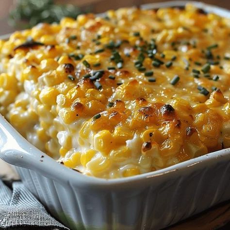 Creamy Corn Casserole Delight, Cream Cheese Corn Casserole, Cheese Corn Casserole, Cheesy Corn Casserole, Creamy Corn Casserole, Cream Cheese Corn, Heavenly Recipes, Cheese Corn, Baked Corn