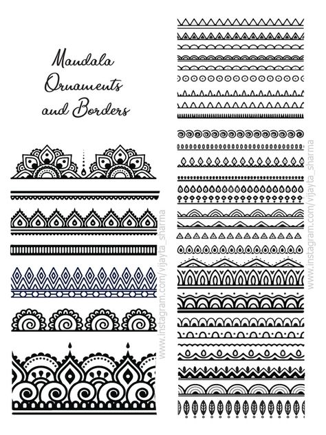 Mandala Fillers Patterns, Hot Fix Stone Design Border, Doodle Fillers, Mandala Fillers, Mandala Border, Geometrical Border, Mandala Inspiration, Straight Line Designs, Doodle Borders