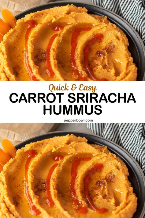 Carrot Dip Recipes, Hummus Carrot, Carrot Hummus Recipe, Sriracha Hummus, Roasted Carrot Hummus, Heathy Eats, Carrot Hummus, Chickpea Dip, Mediterranean Desserts