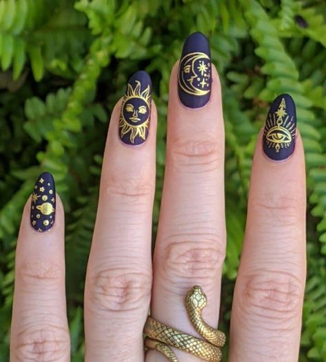 Moyou Stamping, Witch Nails, Witchy Nails, Goth Nails, Dream Nails, Funky Nails, Chic Nails, Nail Stamping, Cute Acrylic Nails