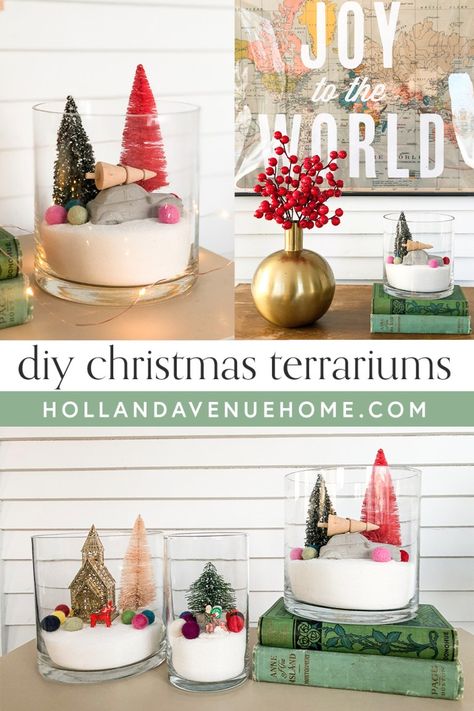 Christmas Terrarium Ideas, Christmas Terrariums, Xmas Terrarium, Terrarium Ornaments, Diy Terrarium Ornament, Christmas Terrariums Winter Scenes, Diy Christmas Mantel, Holiday Ornaments Diy, Terrarium Centerpiece