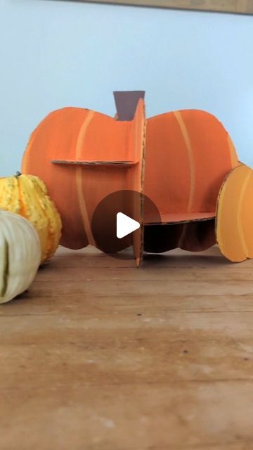 Studio Rosie on Instagram: "3D Cardboard Pumpkin 🎃 Making a few cardboard pumpkins for fall! I cut out the shape of a pumpkin from two pieces of cardboard. One has a cut halfway from the top and the other has a cut halfway from the bottom. They slide together into a 3D pumpkin that's ready for Halloween! #recycleandplay @recycleandplay #recyclemeplay @recyclemeplay #littlesplayshare #craftcreateandmake #easycrafts #invitationtoplay #funbudgetplay #kidcrafts #fallcrafts #halloweencrafts #fantasyhasreallynolimits #halloweendecorations #diyhalloween #halloweencardboardplay" Cardboard Pumpkins, Cardboard Pumpkin, Pumpkin 3d, Cardboard Play, 3d Pumpkin, Origami And Kirigami, Invitation To Play, Ready For Halloween, Diy Pumpkin