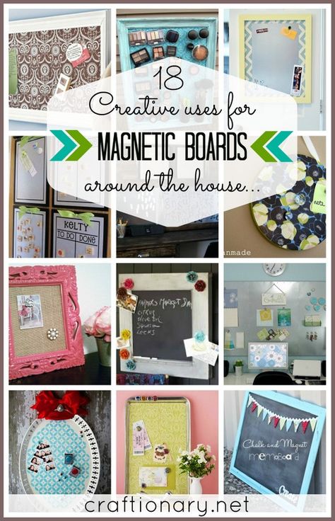 Creative uses for magnetic boards around the house #magneticboards #organizing Organisation, Cartonnage, Cookie Sheet Crafts, Diy Magnet Board, Magnetic Paint, Magnet Boards, Diy Magnets, Magnetic Boards, Rope Projects