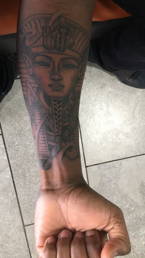 Pharaoh. Kingship. Pharaoh Tattoo Men, Pharoah Tattoo For Men, Egyptian Tattoo Men, Pharoah Tattoo, King Tut Tattoo, Cleopatra Tattoo, Pharaoh Tattoo, African Sleeve Tattoo, Arm Tattoos Black