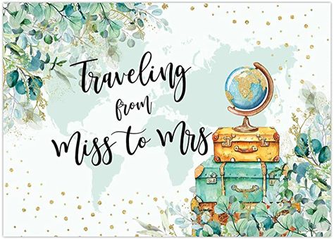 Miss To Mrs Backdrop, Bridal Shower Themes Ideas, Aviation Wedding Theme, Traveling From Miss To Mrs, Backdrop Greenery, Decor Photobooth, Background Cake, Cake Table Decor, Travel Theme Bridal Shower