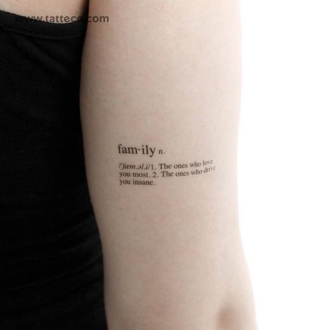 Word "family" meaning temporary tattoo located on the Word Definition Tattoo, Definition Tattoo, Tattoos Meaning Family, Word English, Family Words, Word Definition, Tattoos Meaning, Family Meaning, Word Family