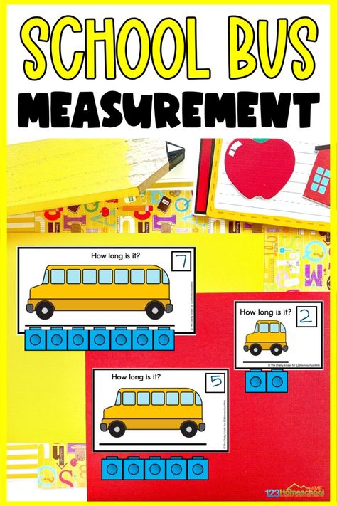 Bus Math Activities Preschool, School Bus Math Preschool, Measuring Activities For Preschool Free Printables, Back To School Math Activities Kindergarten, Back To School Unit Preschool, First Day Of School Math Activities Kindergarten, Back To School Theme Activities For Preschool, Back To School Science Activities Preschool, Preschool Measurement Activities Free Printables