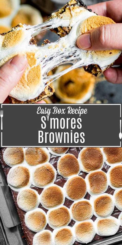 This easy recipe for S’mores Brownies is a delicious way to make s’mores without a campfire. Layers of chocolate brownie, graham crackers, and toasted marshmallows makes these the ultimate s'mores dessert! This baked s'mores brownies recipe is an easy s'more recipe that is a great dessert recipe for a crowd. #smores #brownies #chocolate #marshmallows #baking #dessert #homemadeinterest Smores Brownies Recipe, Recipe For A Crowd, Easy Smores, Smores Brownies, Brownies Recipes, Marshmallow Chocolate, Brownies Chocolate, Brownie Ingredients, Chocolate Marshmallows