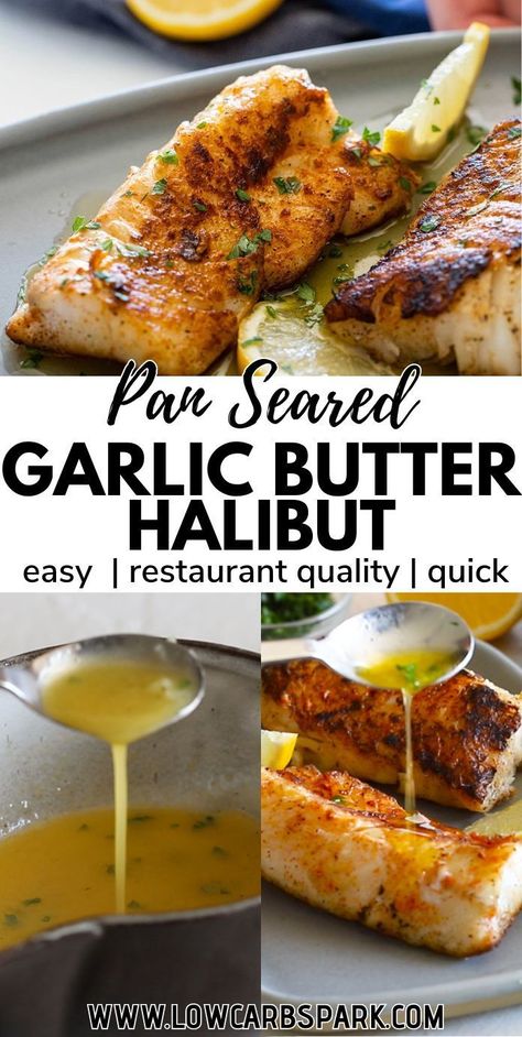 Enjoy a gourmet meal with this 20-Minute Pan Seared Halibut, perfectly pan searead to tender perfection and smothered in a silky garlic butter sauce. This easy halibut recipe promises a delicious, restaurant-quality experience in the comfort of your home, making it perfect for a quick dinner that impresses. How To Cook Halibut, Best Halibut Recipes, Pan Seared Halibut Recipes, Pan Seared Halibut, Halibut Recipes Baked, Seared Halibut, Halibut Recipe, Haddock Recipes, Seared Fish