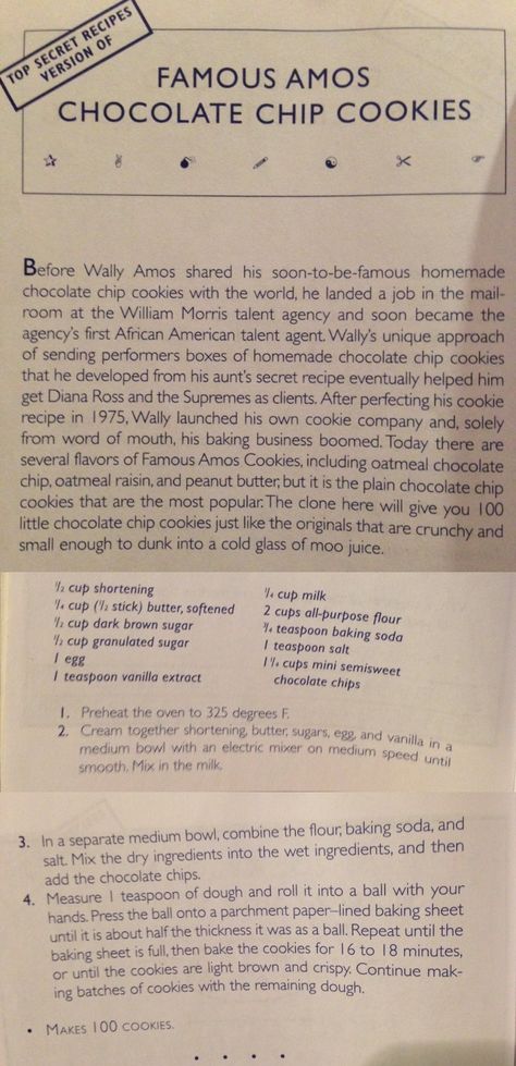 FAMOUS AMOS CHOCOLATE CHIP COOKIES  From:Top Secret Recipes Unlocked By Todd Wilbur Famous Amos Cookies, Famous Amos, Man Recipes, Resepi Biskut, Cooking Pasta, Homemade Chocolate Chips, Top Secret Recipes, Homemade Chocolate Chip Cookies, Dark Chocolate Cookies