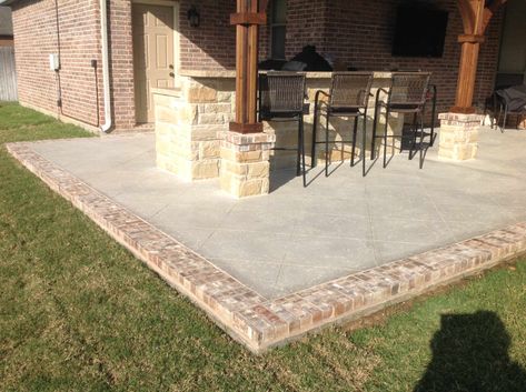 Salt Finish Concrete, Patio Border Ideas, Brick House Siding, Patio Extension Ideas, Patio Repair, Poured Concrete Patio, Brick Border, Paint Concrete Patio, Patio Images