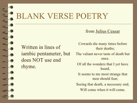 Blank Verse Poetry Blank Verse Poems, How To Write A Poem Template, Slam Poetry Poems, How To Analyse A Poem, Rules For Writing Poetry, Poem Structure, Poetry Structure, English Presentation, Novel Writing Outline