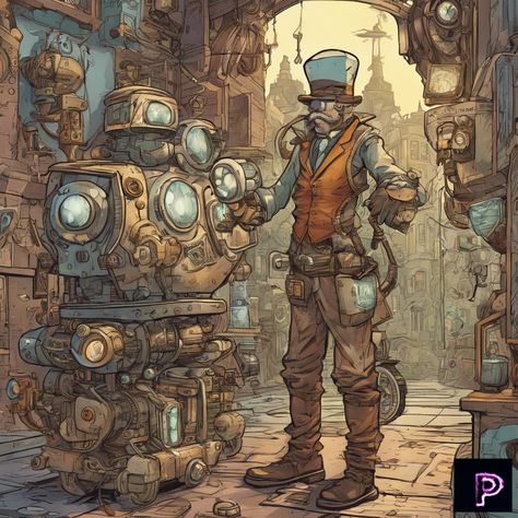 Join a quirky inventor and their eccentric robot on a whimsical journey through a fantastical steampunk city. 🛠️🤖   What adventures await in your comic today?   #AI #Art #PicassoAIArt #ComicArt #Steampunk Comics, Sci Fi, Paintings, Art, Comic Art, Education, Steampunk Robot, Steampunk City, Adventure Awaits