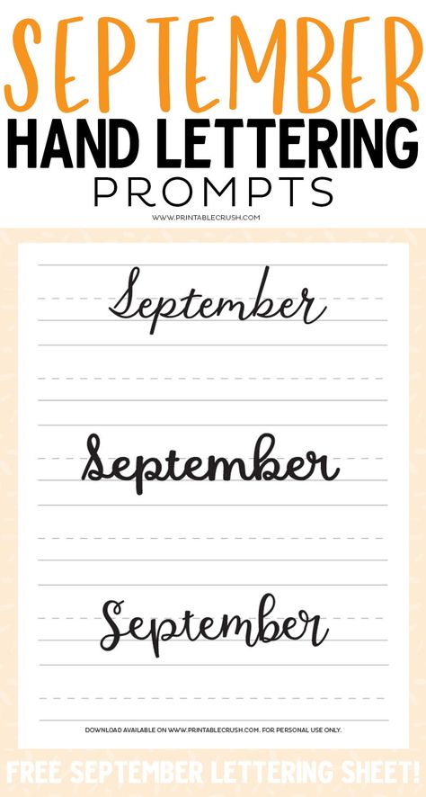 30 days of September lettering prompts to help you practice your lettering skills daily! September Font Hand Lettering, Lettering Prompts, September Font, September Lettering, Penmanship Practice, Lettering Diy, Chalkboard Calendar, Handwriting Analysis, Improve Your Handwriting