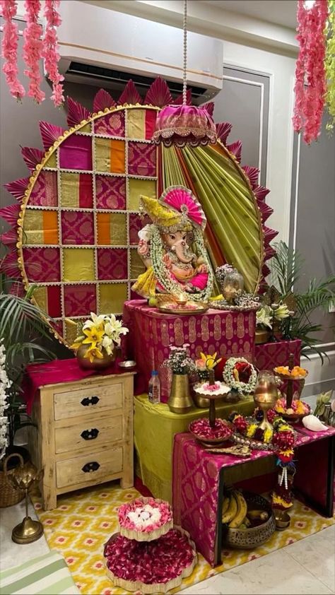 At last, the eagerly awaited Bappa setup is here! It’s been a week of hard work, visualizing, and conceptualizing this beautiful arrangement for Bappa, and he’s finally here for his annual visit. The entire decoration exudes grace and devotion. 🙏🌟 #GanpatiBappa #FestiveDecor #AnnualVisit Please do let me know how you all liked the warm welcome for Bappa. May Bappa bless you all abundantly. Show your love and seek blessings from Bappa - GANPATI BAPPA MAURYA 🙏❤️ #ganeshutsav #ganpatidecoration Ganpati Bappa Theme Decoration, Beautiful Ganpati Decoration, Ganesh Chaturthi Decoration Ideas For Home, Gangaur Decoration Ideas, Ganpati Pooja Decoration At Home, Ganpati Decoration At Home 2023, Ganpati Decoration At Home 2024, Ganpati Decoration At Home Video, Ganpati Decoration Theme Ideas 2024