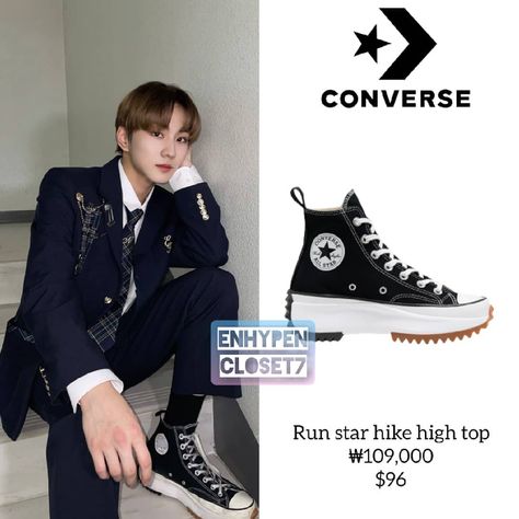 Enhypen Converse Shoes, Enhypen Converse, Kpop Converse, Enhypen Fits, Converse Run Star Hike Outfit, Pop Shoes, Trendy Shoes Sneakers, Jordan Shoes Girls, Converse Run Star