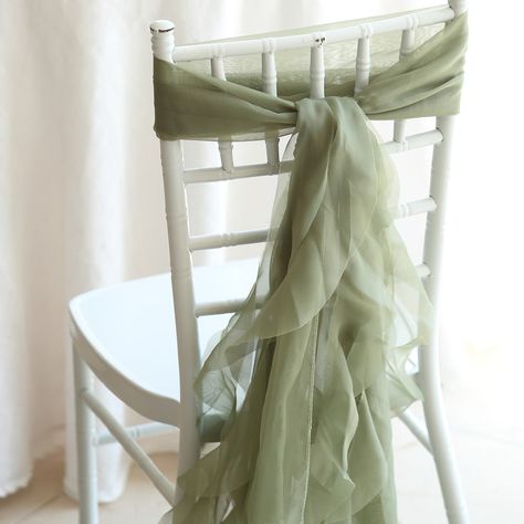 Explore our Dusty Sage Green Chiffon Hoods with Willow Chair Sashes set. Perfect for adding elegance to your event decor. ✓ Get yours now! Chair Sashes Wedding, Dusty Sage Green, Wedding Chair Sashes, Chair Bands, Curly Willow, Chair Sash, Chair Covers Wedding, Dusty Sage, Sage Green Wedding