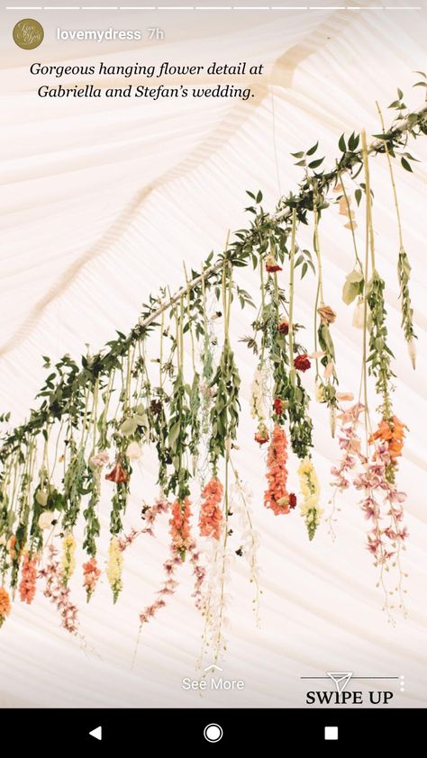 Hanging Flowers Above Table, Hanging Flower Garland Wedding, Hanging Flowers Over Table, Flowers Hanging From Tree, Flower Planter Ideas, Flower Canopy, Hanging Plant Ideas, Hanging Plants Ideas, Mom Decor