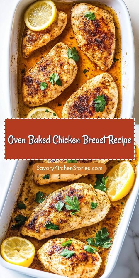 Searching for a foolproof chicken breast recipe? This Oven Baked Chicken Breast Recipe guarantees juicy, tender results that the whole family will love! Perfect for busy weeknights or meal prep, be sure to save it under your Chicken Breast Recipes for delicious meals anytime! Baked Chicken In The Oven Recipes, Chicken Breast Recipes Low Sodium, Best Baked Chicken Breast Recipe, Cooking Chicken Breast In Oven, Chicken Breast Meal Prep Healthy, Easy Bake Chicken Recipe, How To Make Juicy Chicken Breast, Tasty Baked Chicken Recipes, Quick Baked Chicken Recipes