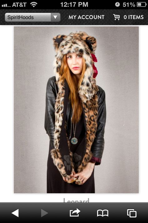 #SPIRITHOODS Leopard Spirit Animal, Spirit Hood, Whats Your Spirit Animal, Faux Fur Hoodie, Faux Fur Hat, Hair Jewels, Natural Clothing, Fur Hoodie, Your Spirit Animal