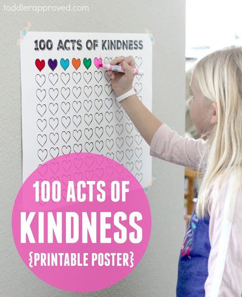 Toddler Approved!: 100 Acts of Kindness Free Printable Countdown Poster! This is a great challenge to do during the summer with your family or during the school year with your classroom! It can be done all year round! 100 Acts Of Kindness, Countdown Poster, Kindness Projects, Kindness Challenge, Kindness Activities, Printable Posters, Acts Of Kindness, Character Education, School Counseling