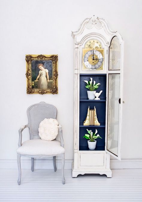 Repurposed Grandfather Clock, Clocks Diy Crafts, Grandmother Clock, Clock Decor Ideas, Repurposed Decor, Coastal Hamptons, General Finishes, Diy Home Furniture, Design Challenge