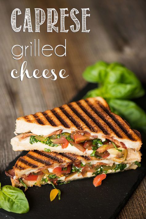 "I can’t think of a better lunch than this Caprese Grilled Cheese made with crisp bacon, soft mozzarella, tomatoes, basil, and super soft bread!" (Martin's New Old-Fashioned Real Butter Bread!) Good Meals To Cook, Caprese Grilled Cheese, Breads Recipes, Gourmet Grilled Cheese, Soft Bread, Cold Sandwiches, Homemade Burgers, Cheese Sandwich, Grilled Cheese Sandwich