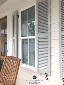 Exterior Paint Colours, Kylie M Interiors, Shutter Colors, Best Exterior Paint, White Exterior Houses, White Siding, Choosing Paint Colours, House Shutters, Exterior Paint Color