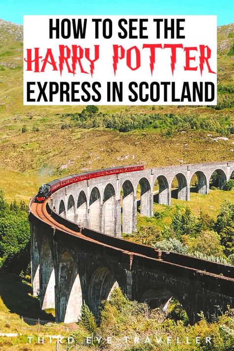 How to see the Hogwarts Express in Scotland | Harry Potter Train Bridge Scotland | Where to see the Hogwarts Express in Scotland | Glenfinnan Viaduct View | Hogwarts Express at Glenfinnan Viaduct | The Jacobite steam train | What time does the Hogwarts Express cross Glenfinnan Viaduct | Harry Potter Bridge  | Harry Potter film locations in Scotland | Harry Potter in Scotland | #harrypotter #hogwartsexpress #potterheads #scotland Scotland Itinerary, Best Of Scotland, Scotland Travel Guide, Scotland Vacation, Scotland Road Trip, Travel Hack, Ireland Trip, Visit Scotland, Awesome Places