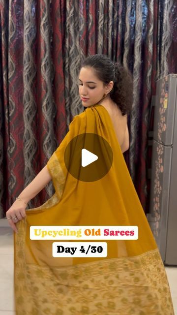 Upcycling, Dresses Out Of Sarees, Tops From Saree, Georgette Saree Recycle Dresses Indian, Dress From Old Saree Indian, Saree Upcycle Dresses, Kurti From Old Saree, Old Saree To New Dress, Outfit From Old Saree